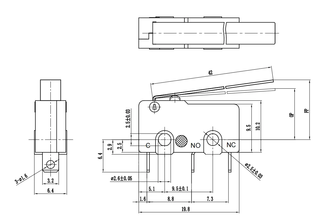 Clion NS-5Z palanca de colgantes pulsar botón micro interruptor de límite Ss Microinterruptor para micro horno 3