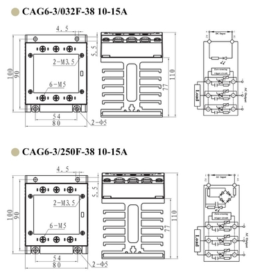 UL Certified three phase Solid State Relay CAG6-3/250F-38 10A-40A with Heat Sink and DIN-Rail Mounting