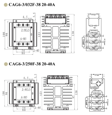UL Certified three phase Solid State Relay CAG6-3/250F-38 10A-40A with Heat Sink and DIN-Rail Mounting